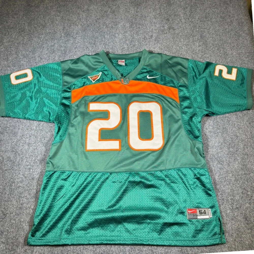 Nike Miami Hurricanes Ed Reed Jersey Mens 54 2XL Green Vintage Football